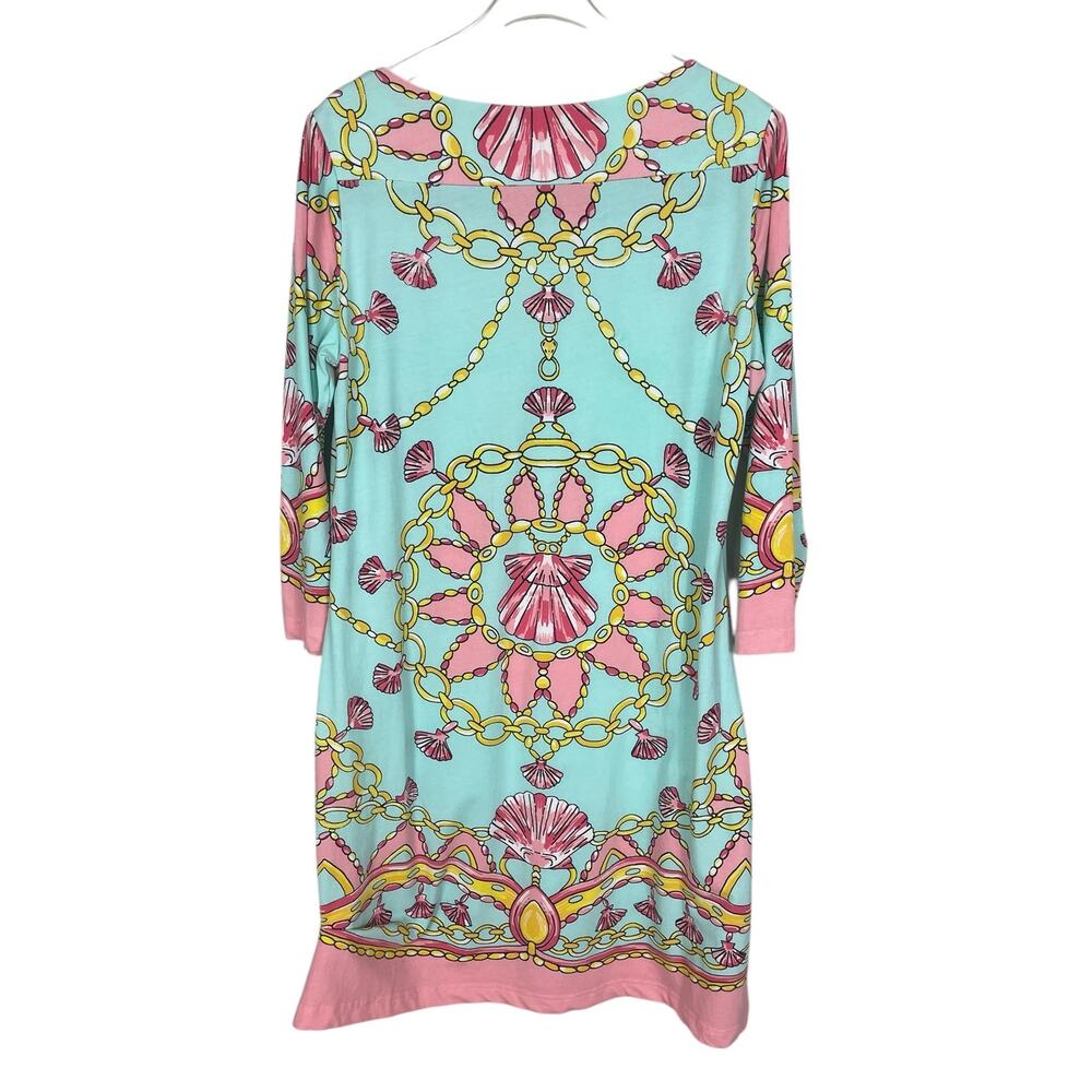 Barbara Gerwit Printed Dress Shells Chains Resort Wear Coastal Women's Sz Medium - Picture 8 of 15